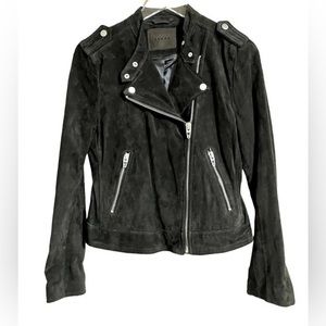 SL8 women’s leather moto black gray biker jacket M L61-14